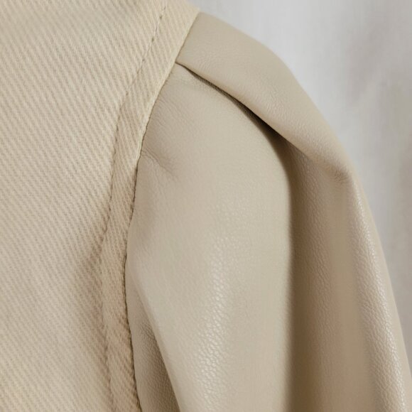 Bagatelle Ultra Soft Large Jacket Vegan Leather Button Front Beige pockets EUC - Picture 9 of 14